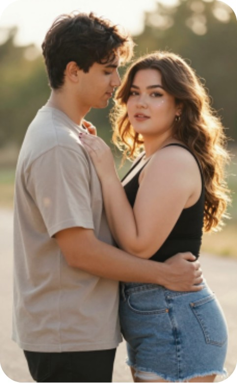 Couple embracing outdoors